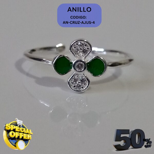 RomeoJewelet Ecuador: Anillo de plata pura con cruz verde especial.