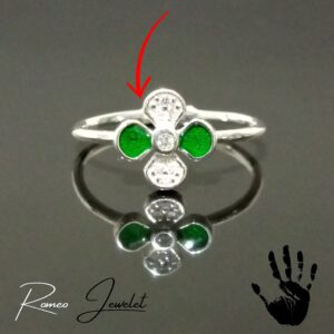 Anillo de plata pura cruz verde, RomeoJewelet Quito, ideal para regalo.