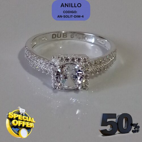 Anillo solitario de plata pura premium con detalles en oro blanco, RomeoJewelet Quito.