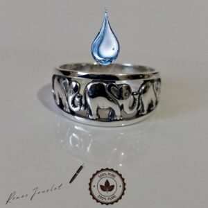 Anillo de Plata Pura Tres Elefantes, Joya Premium Ecuatoriana.