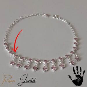 Elegante Pulsera de Plata Pura Corazón Rosada 925 Especial en Quito.