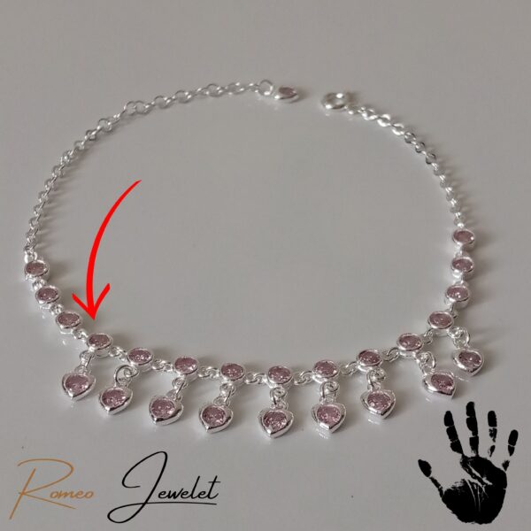 Corazón Rosa en Plata 925 - Pulsera RomeoJewelet Elegante Pulsera de Plata Corazón Rosada 925 Especial en Quito.