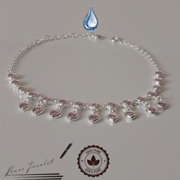 RomeoJewelet - Pulsera Corazón Rosa Plata 925 Quito Joya de plata 925: pulsera con motivo de corazón rosa, creación de RomeoJewelet en Quito.