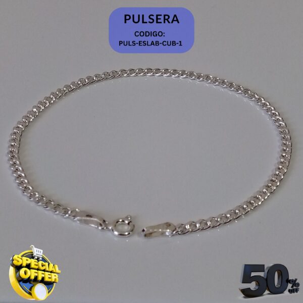Pulsera de Plata Pura Eslabón Cubano, brillo y elegancia. Romeo Jewelet.