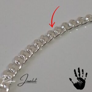 Pulsera de Plata Pura Eslabón Cubano, diseño único y clásico.