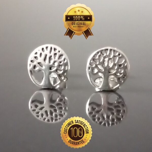 Elegantes Aretes Árbol de la Vida en Plata Pura (RomeoJewelet) Topos Plata Pura Premium Árbol de la Vida Original Ecuador