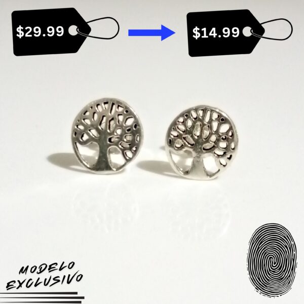 Hermosos Aretes de Plata Árbol de la Vida - Joyería Fina Topos de Plata Pura Premium Árbol de la Vida Premium Calidad