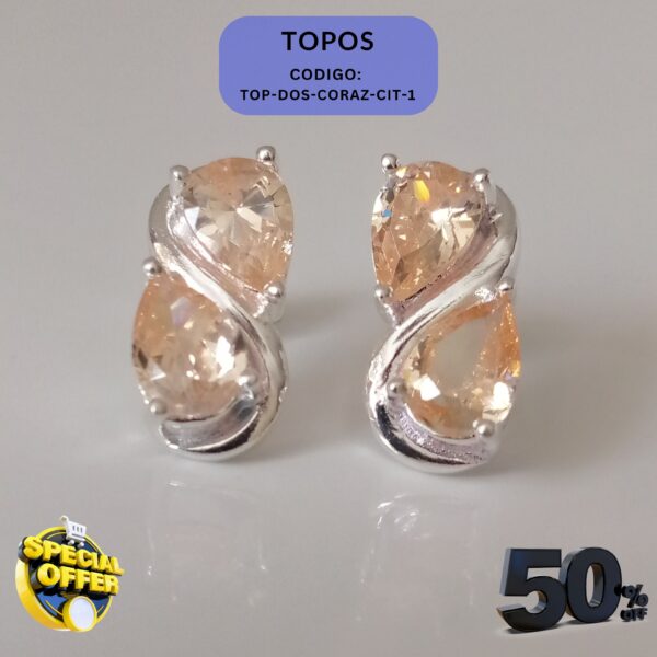 Aretes de plata con una gema de citrino en forma de lágrima, perfectos para cualquier ocasión.