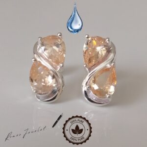 Delicados Aretes de Plata Pura Gota de Citrino con corte de gota.