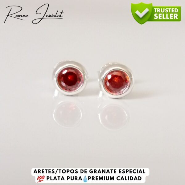 Lujo Minimalista: Topos de Granate con Brillantez Duradera - RomeoJewelet Topos de Granate Rojo Plata Pura Premium Calidad
