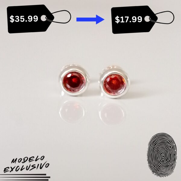 Plata 925 + Granate: Pieza Única para Mentores del Estilo Clásico Aretes que equilibran elegancia y poder emocional - Marca RomeoJewelet